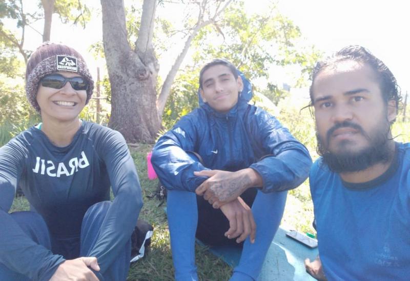 Divulgação / Marcos Chicalé - Jerusa, Gabriel e Luiz aproveitam Parque do Povo para treinar e tomar um pouco de sol