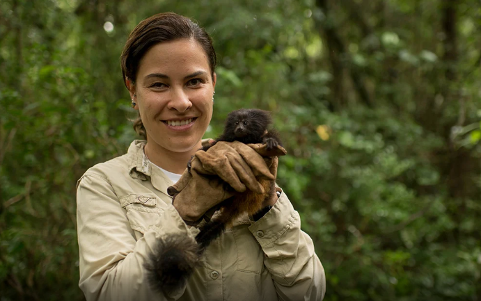 Katie Garrett/Cedida - Gabriela coordena o projeto de conservação dos ameaçados micos-leões-pretos