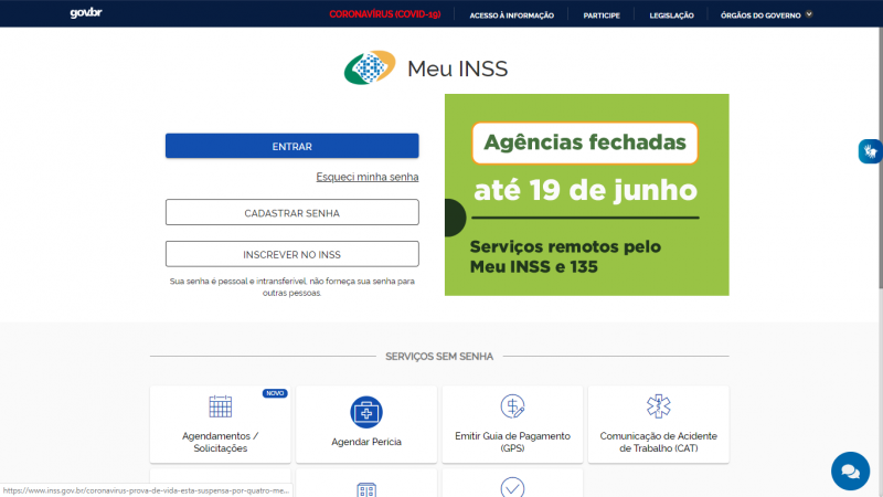 Reprodução - Para acessar o Meu INSS basta digitar o endereço gov.br/meuinss no computador