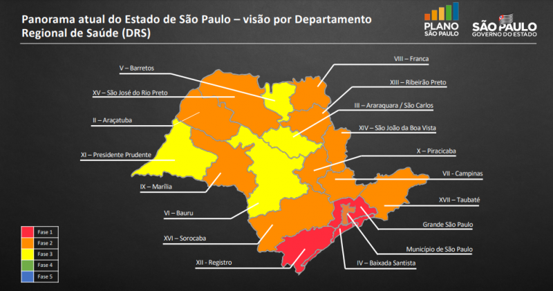 Governo de SP - Presidente Prudente se encaixa na faixa amarela da análise