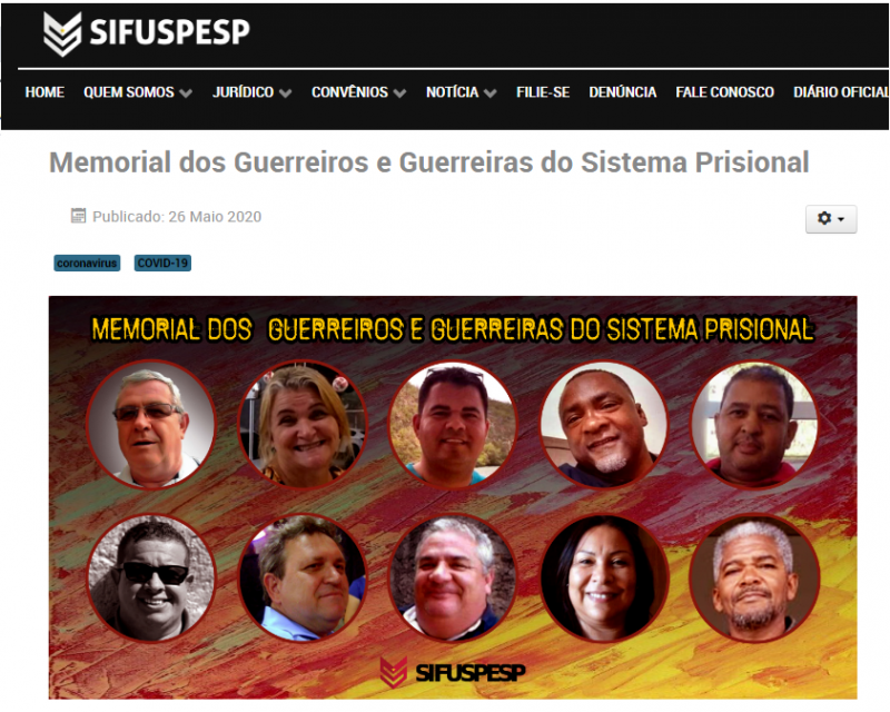 Reprodução - Memorial pode ser acessado no site do Sifuspesp