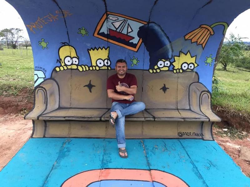 “Os Simpsons” pintado por Itamar tem sido uma das principais atrações