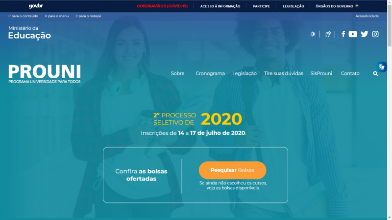 Reprodução - Candidatos já podem consultar as opções disponíveis na página do programa