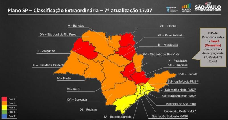 Reprodução - Governo reclassificou apenas ao DRS-10, que pertence à Piracicaba