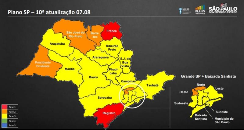 Divulgação - Situação dos DRSs permanecem conforme atualização do dia 7 de agosto