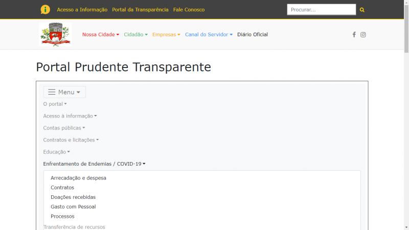 Reprodução - Dados podem ser consultados no item "Enfrentamento de Endemias – Covid-19"