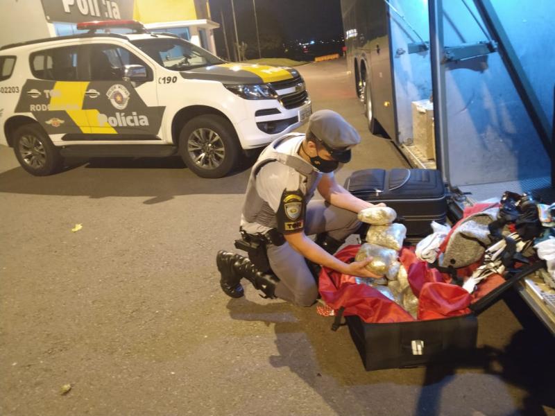 Polícia Militar Rodoviária  - Mala com a droga estava no bagageiro, devidamente identificada