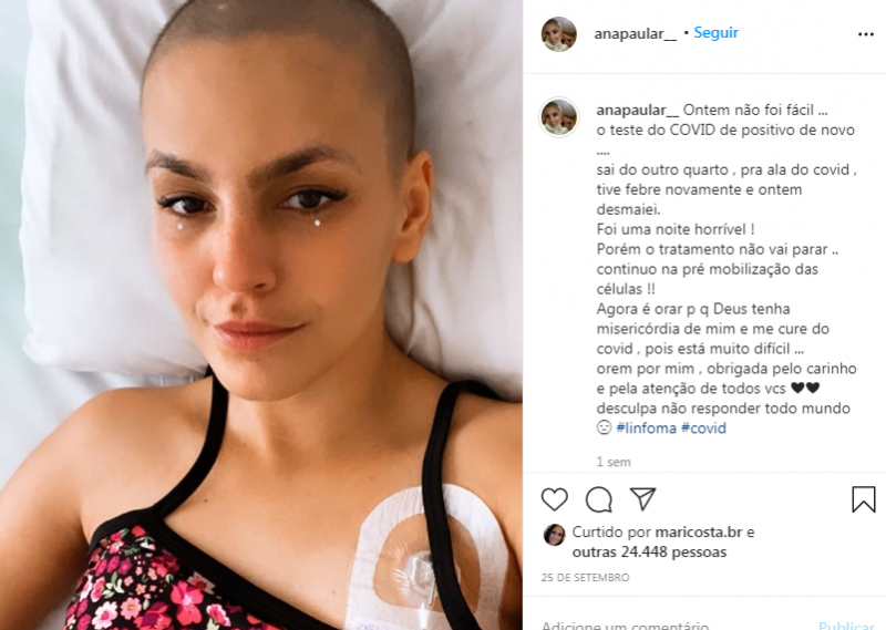 Reprodução/Instagram - Ana Paula informou aos seguidores sobre a Covid