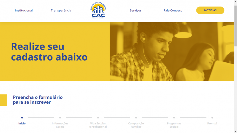 Inscrições serão efetuadas exclusivamente no site da instituição