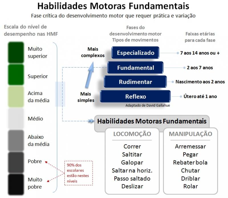 Quais são as 3 habilidades motoras do movimento na infância?