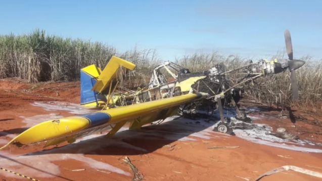 Avião fez pouso forçado em área de canavial