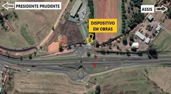 Alças no km 557+100 ficarão interditadas até esta sexta