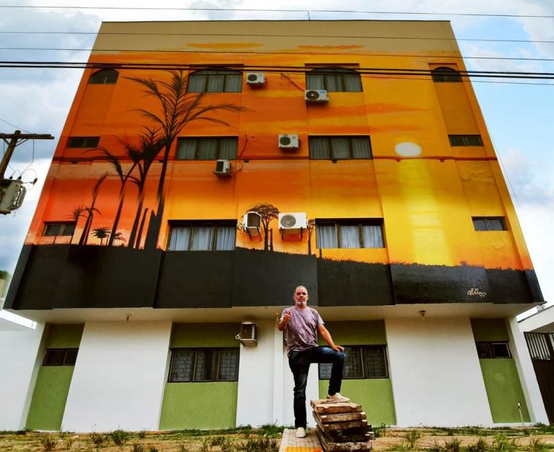 Cido Oliveira foi além dos limites pintando “O pôr do sol mais bonito do Brasil”