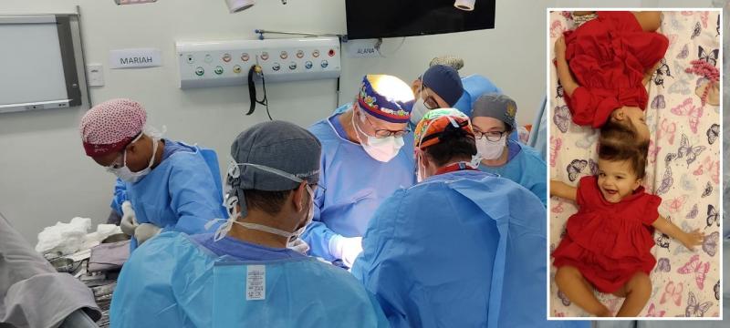 Gêmeas siamesas de Piquerobi passaram por procedimento cirúrgico neste sábado