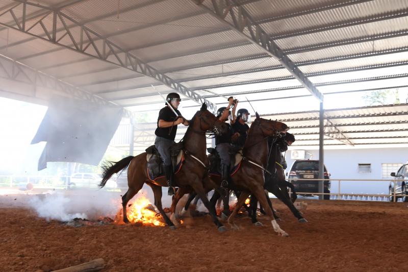 1º Grupamento de Polícia Montada do 8º Baep realiza treinamento de Controle de Distúrbios Civis