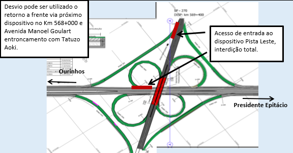 Trecho em obras neste sábado