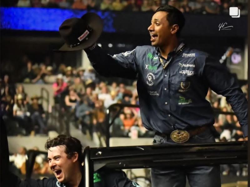 Testinha e seu parceiro Kaleb Driggers viveram mais uma vez a experiência de se tornarem campeões no Team Roping