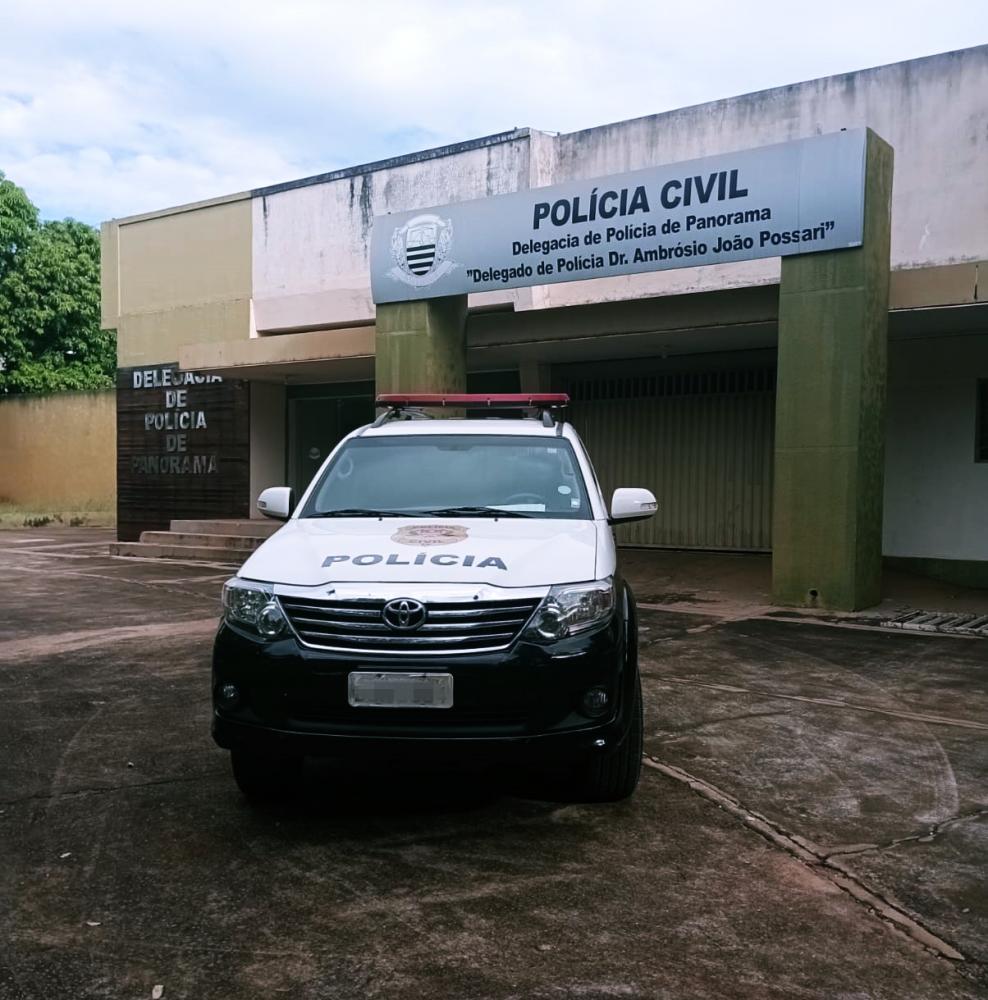 Suspeito foi preso e conduzido à Delegacia de Polícia Civil de Panorama para realização dos procedimentos de polícia judiciaria cabíveis