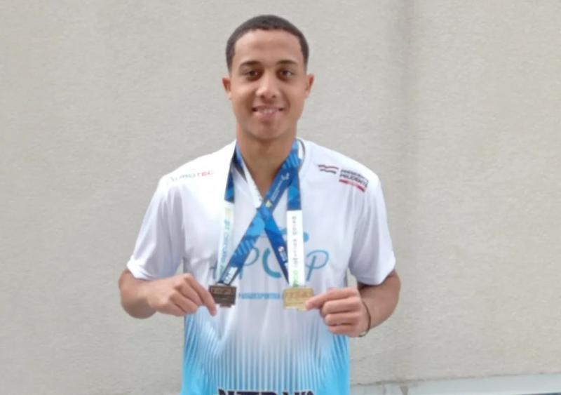 Gabriel Pires Caldeira na categoria S7: conquistou ouro, bronze e uma 6ª colocação
