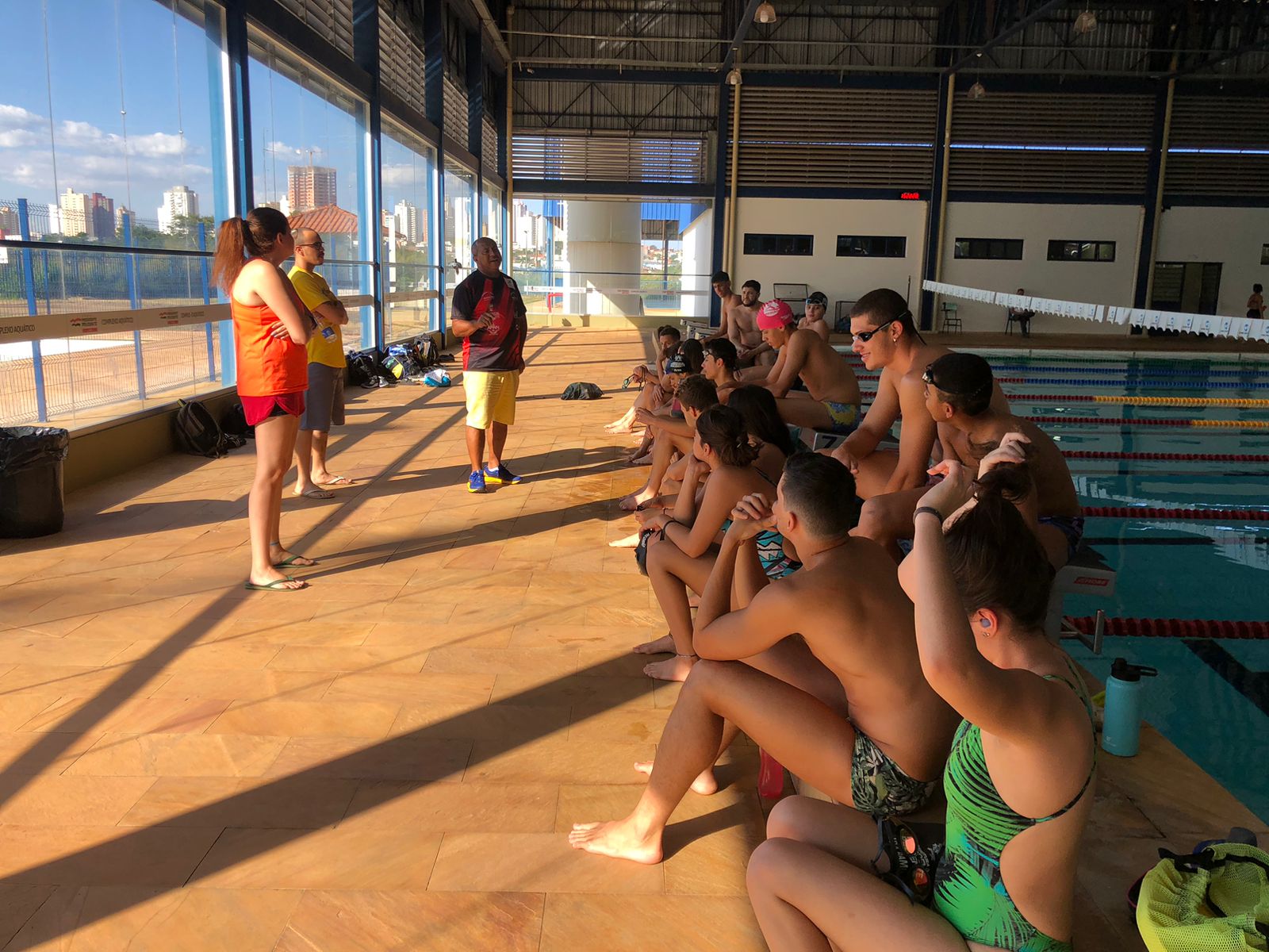 Preparação dos nadadores ontem à tarde no Parque Aquático Antônio Macca