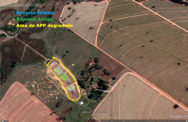 No local, policiais ambientais constataram a da construção de três tanques escavados em área total de 1,3213 hectare