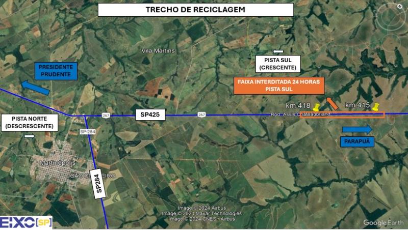 Serviços de manutenção seguem até dia 6 de setembro
