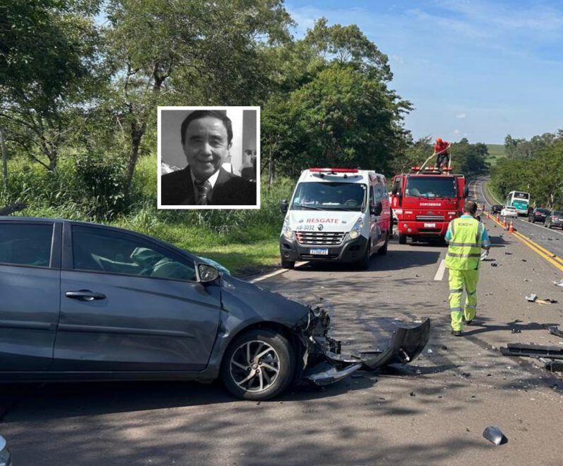 Kiyoshi Hirata, 77 anos, colidiu automóvel de frente contra ônibus, na  SP-294