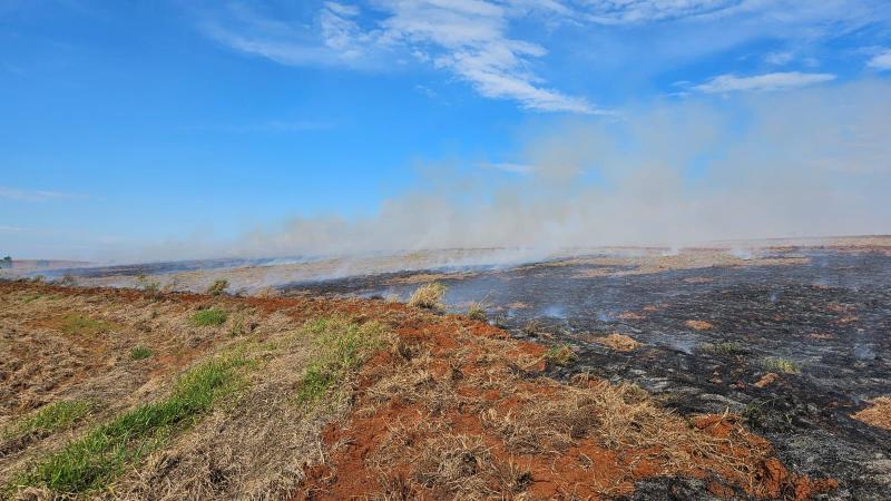 Policiamento constatou uma área de 25,68 hectares queimada no interior da propriedade