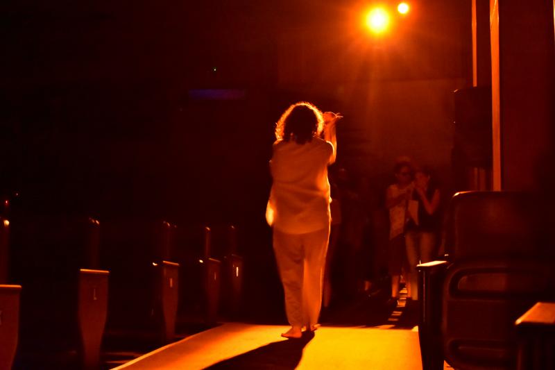 Trabalho mescla as linguagens das artes cênicas e das artes visuais, trazendo elementos de dança e performance