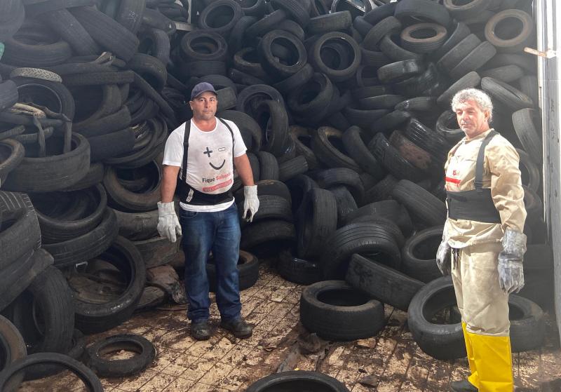 Pneus recolhidos foram armazenados e enviados para reciclagem
