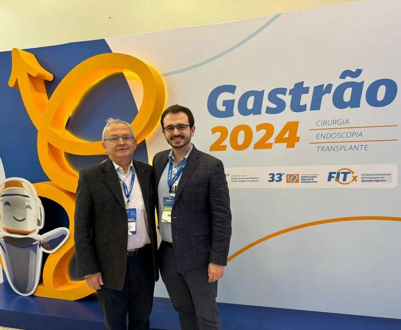 DR. DONIZETI MEIRA JUNIOR, COM O SEU PAI, DR. DONIZETI MEIRA, NA EDIÇÃO DO GASTRÃO 2024