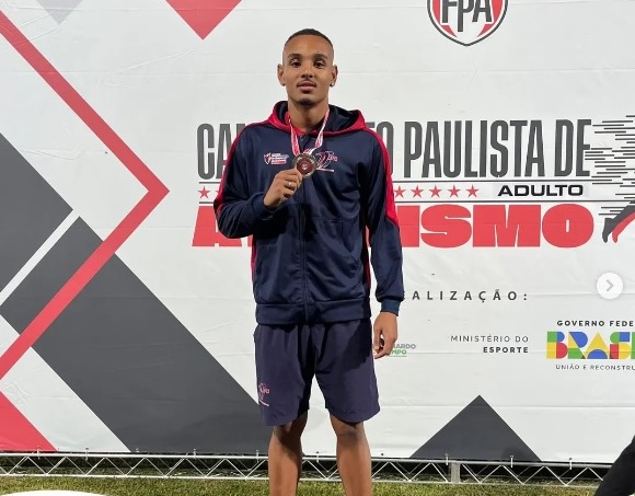 Gabriel Kenji: ouro nos 100m e prata no salto em distância, no Paulista de Atletismo Adulto