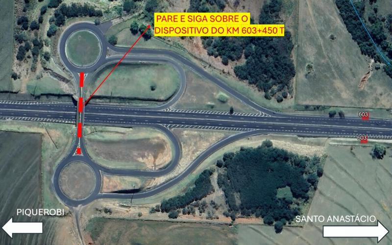 Serviços ocorrem no dispositivo localizado no km 603+450 da rodovia