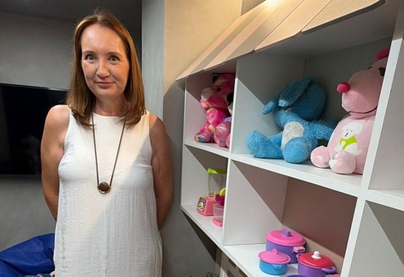 Cristina Becher, na brinquedoteca da Velocar Bosch Center