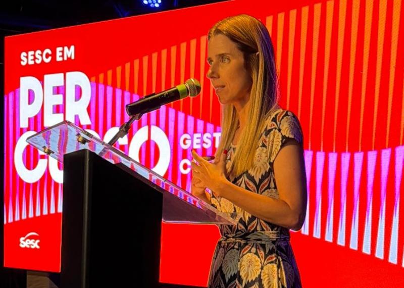Susana Coutinho, gerente do Sesc Thermas, abriu a apresentação do projeto Sesc em Percurso