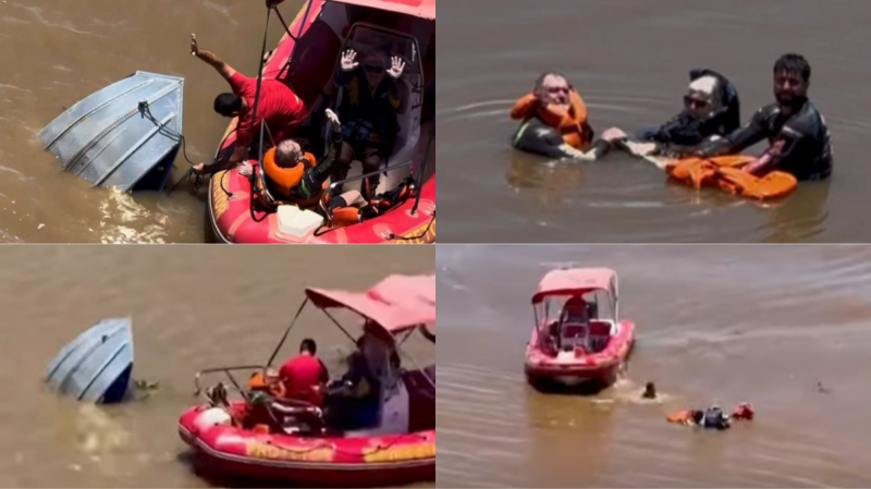 Operação de salvamento envolveu Corpo de Bombeiros, helicóptero Águia da PM e Marinha do Brasil