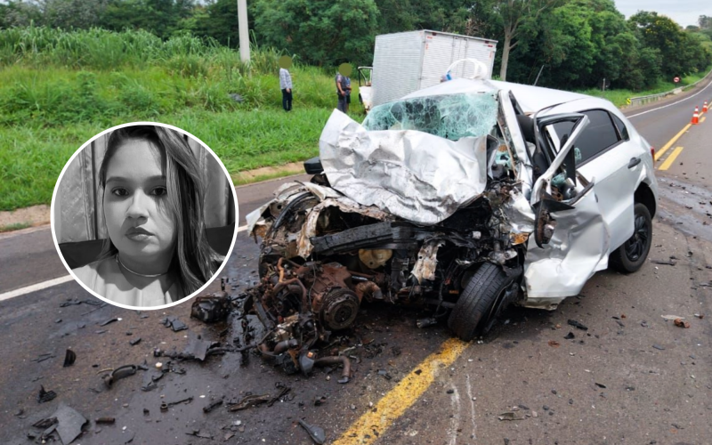 Gol dirigido por Jéssica invadiu pista contrária e bateu de frente contra um caminhão 