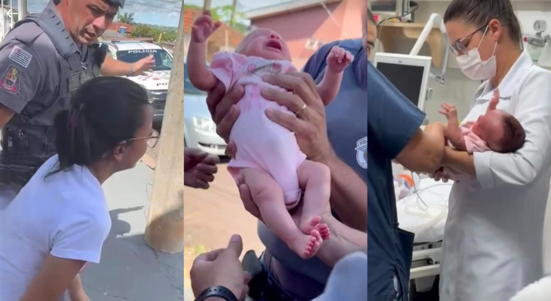 Policiais agiram rapidamente para desengasgar bebê, que foi levada para atendimento médico