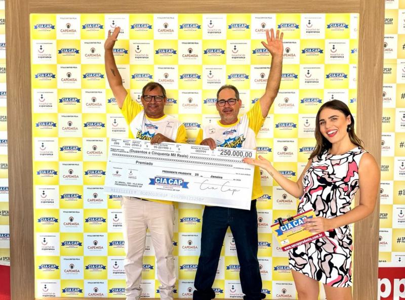   Carlos Roberto Bronholo, de Valparaíso, e Silvio Itamar Nakamura Thomaz, de Dracena, dividiram o prêmio de 250 mil do CiaCap dessa semana