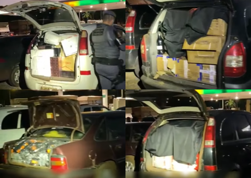 Automóveis estavam carregados com cigarros, eletrônicos, dentre outras mercadorias de procedência ilegal