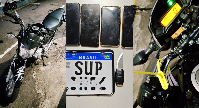 Armada com faca, dupla subtraiu celulares, mas fugiu com moto antes de chegar aos caixas