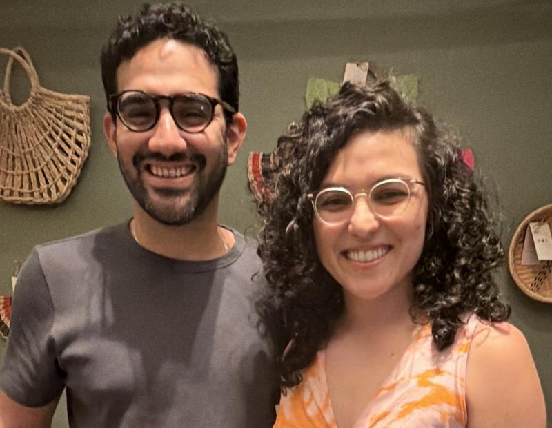 Tomas Seixas e Fernanda, sábado, no café da manha do Poá Origens