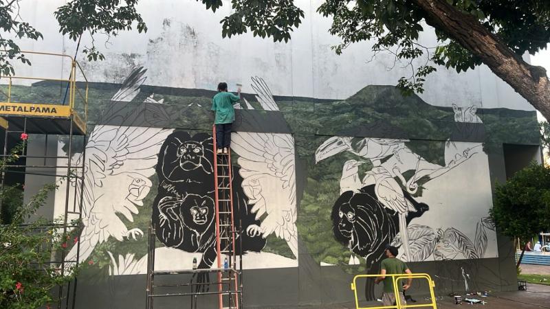 Fernando Berg inicia mural do mico-leão-preto, em Teodoro; inauguração ocorre no sábado