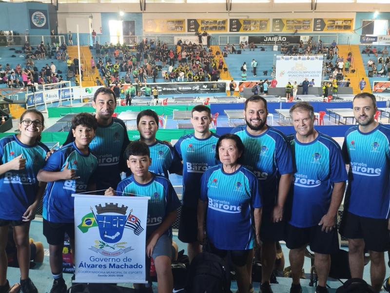 Equipe que representou Álvares Machado na II Etapa da Liga Oeste Paulista de Tênis de Mesa em Assis