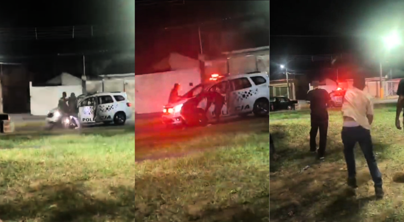 No dia 9, indivíduos interviram violentamente, agredindo policial e atirando objetos contra viatura