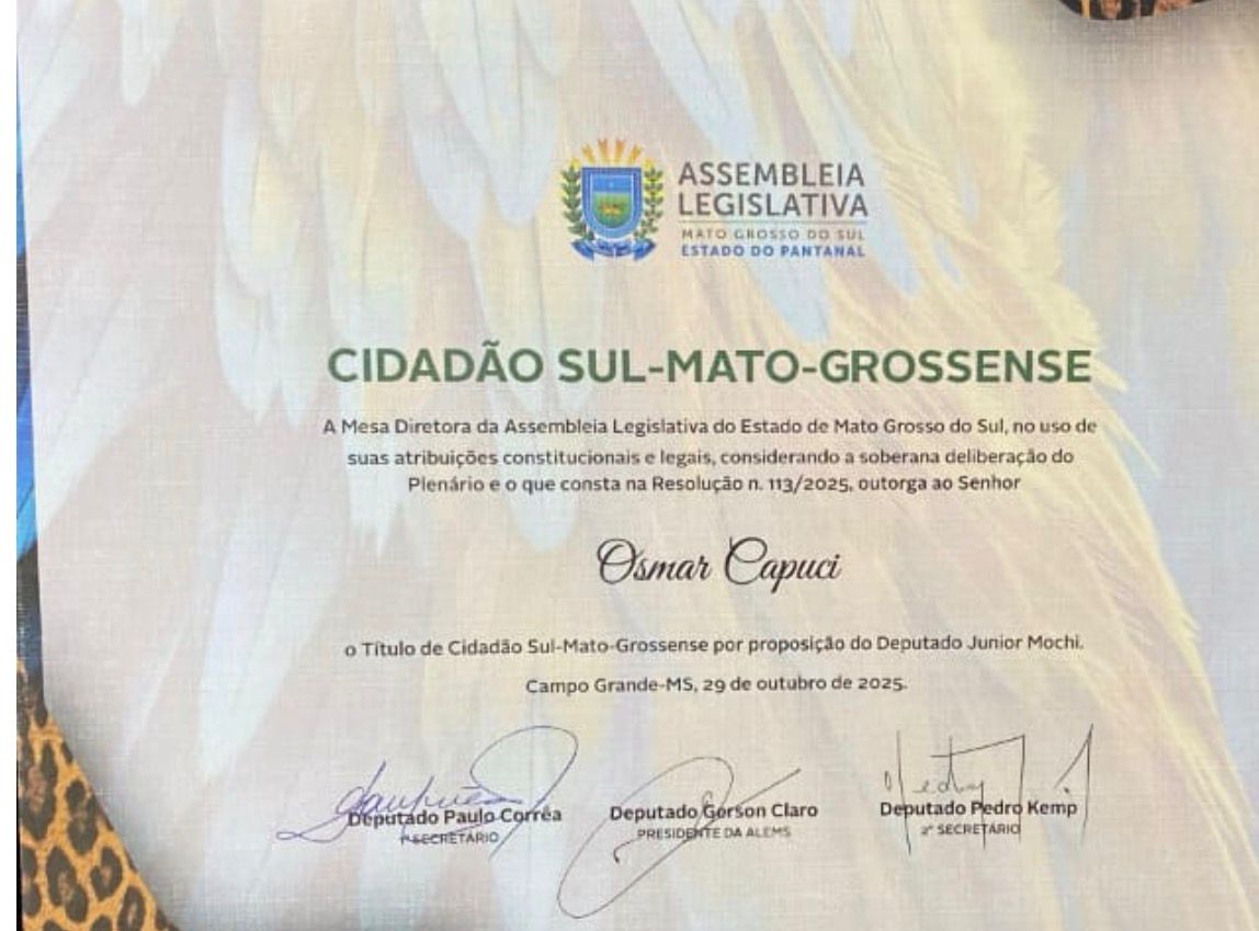 Osmar Capuci foi homenageado pela ALEMS