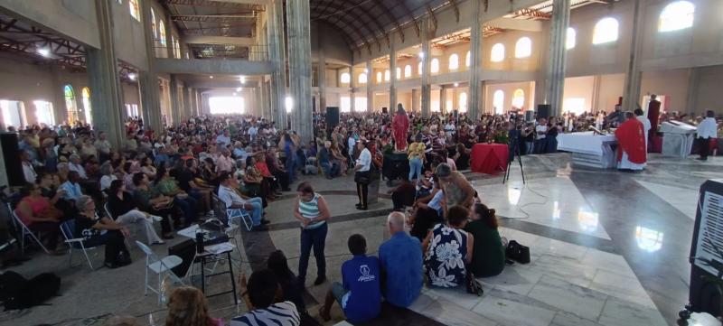 Santuário de Santo Expedito ficou lotado durante as celebrações das missas em louvor ao padroeiro