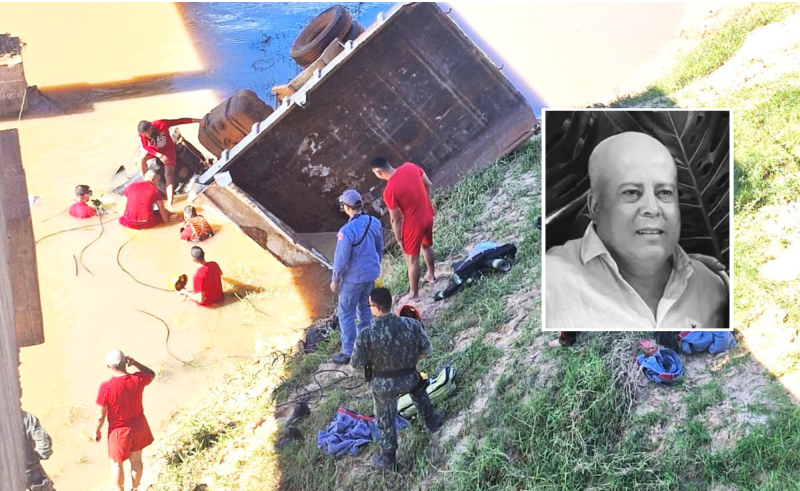 Após acidente de trânsito, Corpo de Bombeiros retirou corpo de João de dentro de cabine submersa