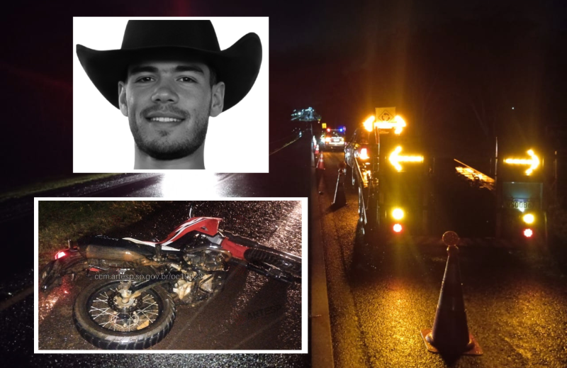 Debaixo de chuva, rapaz conduzia moto quando atropelou bovino que vagava sobre faixa de trânsito