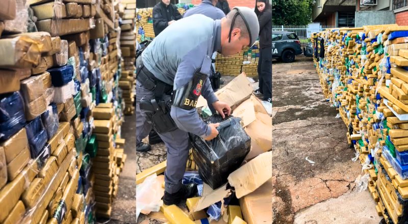 Policiais encontraram diversos fardos de maconha ocultos entre produtos transportados por veículo